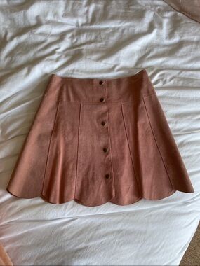 Stoned Immaculate Scalloped Button-Front pink salmon color Skirt, small